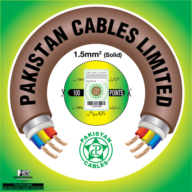 Pakistan Cables 1.5mm Solid Pure Copper Wire – 90m Coil (Best Price House Wiring)