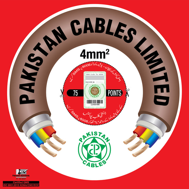 Pakistan Cables 4mm² Pure Copper Wire – 90m Coil (Heavy Duty House & Solar Wiring)