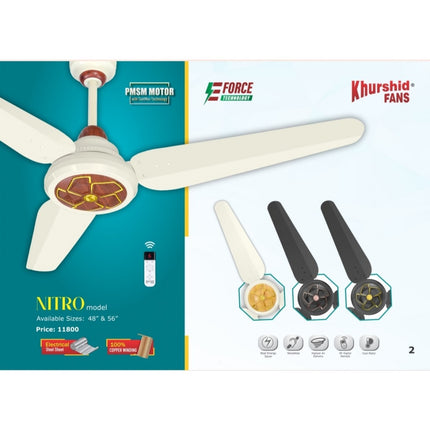 Khurshid Fans NITRO 30W Inverter Ceiling Fan (E-Force Series)